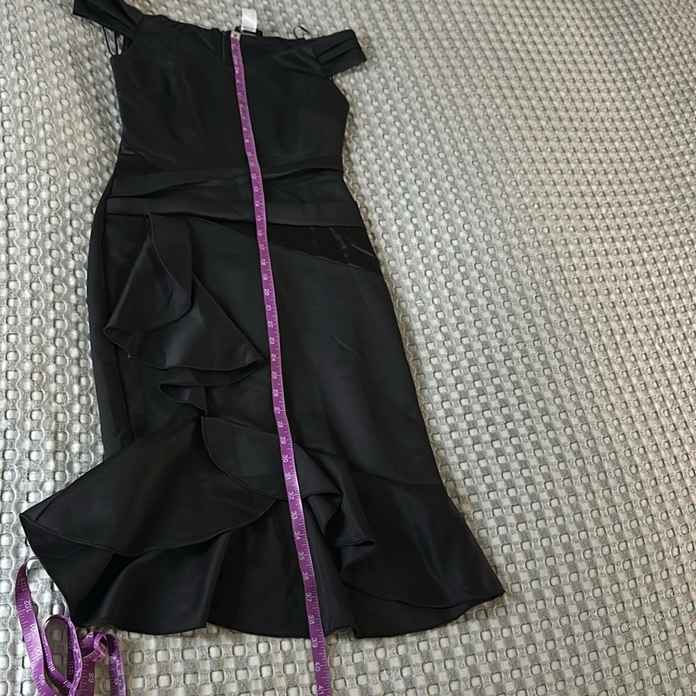 VENUS Black Ruffled Sheath Midi Dress - Picture 11 of 12